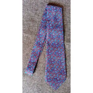 Tie 70s 80s 90s Y2K Mens Italian Silk Red Blue Paisley 3.75 Wide 55 Long